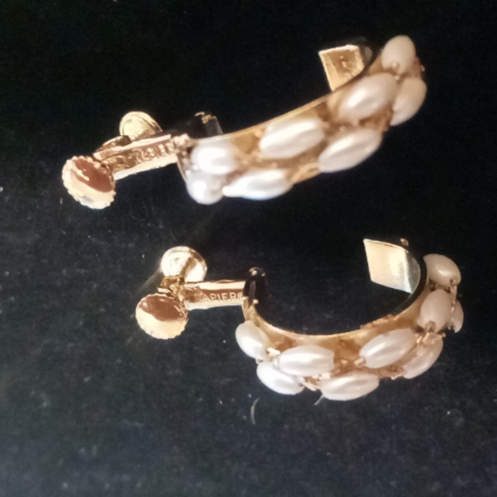 Napier braided fresh water pearl earrings designer clip on screw back.